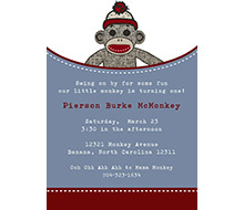 Sock Monkey Printable Invitation - Blue